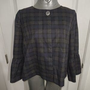 Zara Blue and Black Boxy 3/4 Sleeve Blouse 68